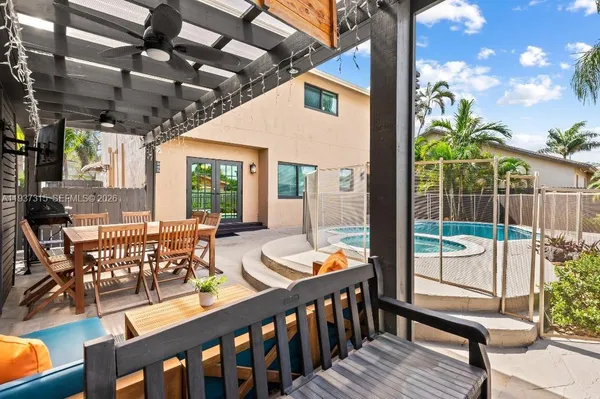 a outdoor space with furniture