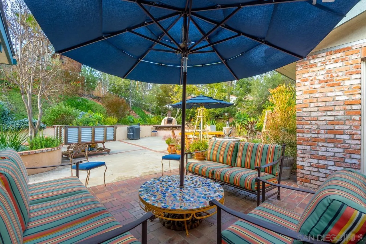 11116 Morning Dove Road Lakeside, CA 92040 - Photo 29 of 60 a view of patio with couches table and chairs under an umbrella