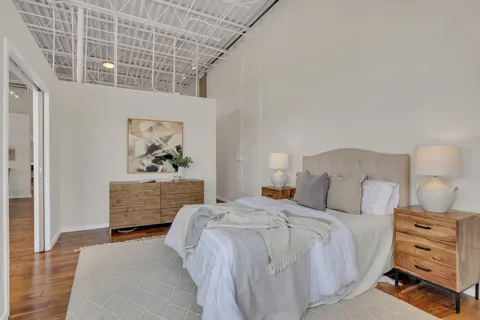 a room with cabinets