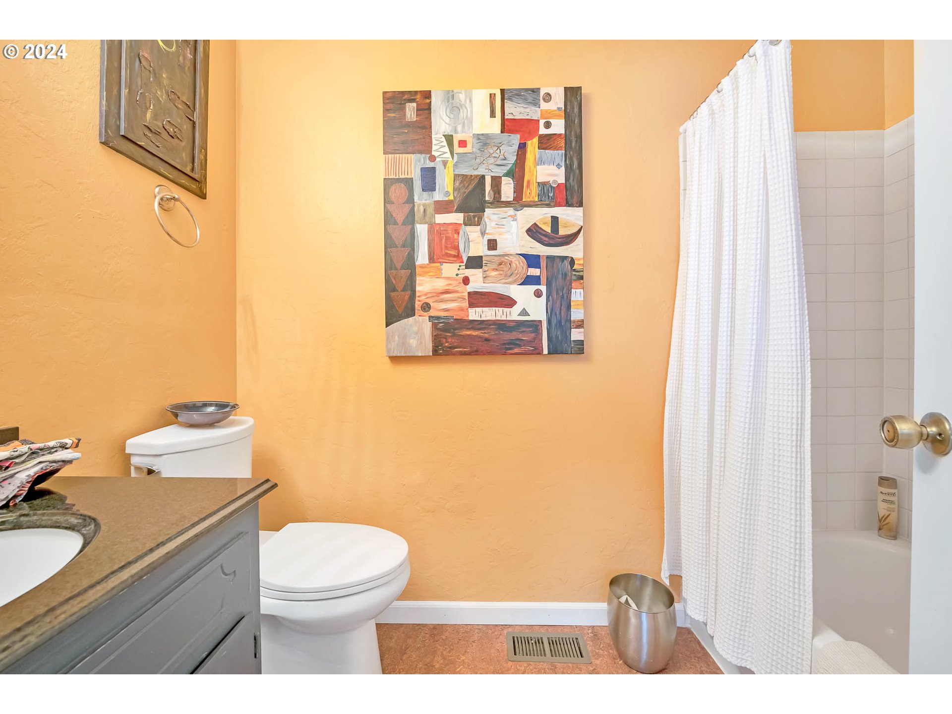 797 Prescott Lane Springfield, OR 97477 - Photo 22 of 43 a bathroom with a sink a toilet and shower curtain