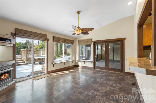 an empty room with windows