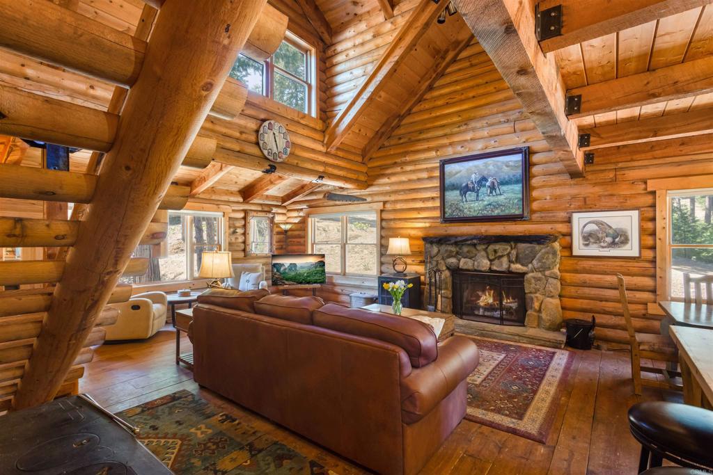 33480 Bailey Meadow Road Palomar Mountain, CA 92060 - Photo 20 of 51 a living room with furniture large window and fireplace