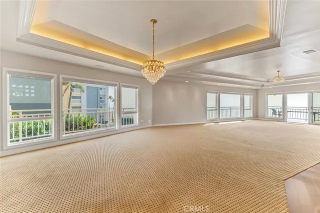 a view of a room with a large window