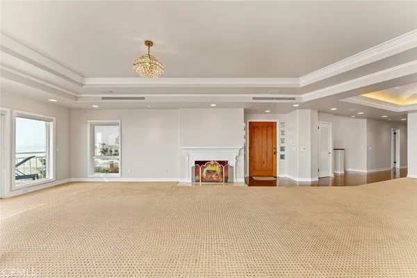 a view of a livingroom with a fireplace