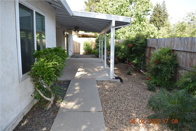 a view of a backyard with plants
