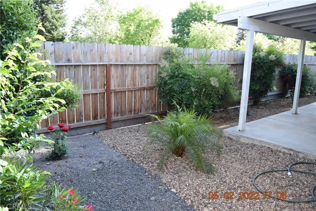 a view of a backyard with plants