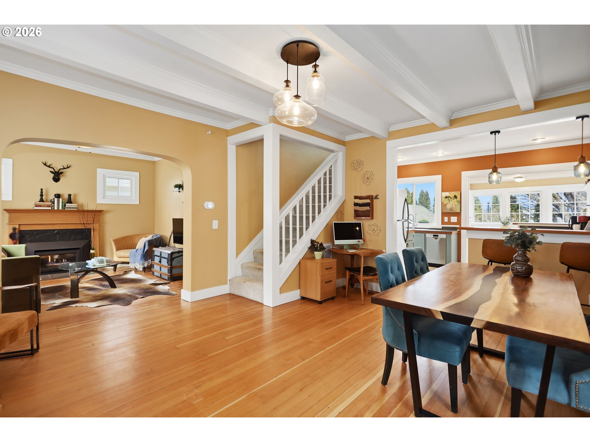 1028 Cascade Avenue Hood River, OR 97031 - Photo 7 of 33 a view of a dining room with furniture and a chandelier