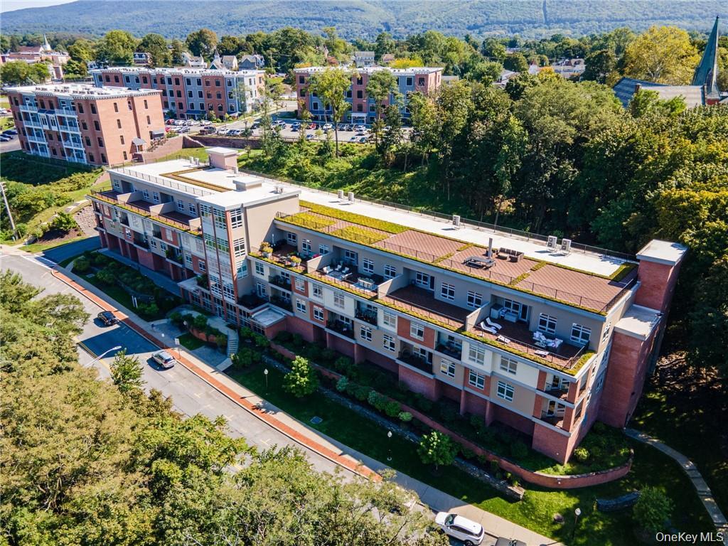 Aerial view of a mountain backdrop