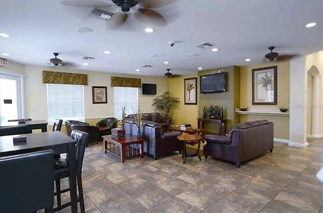 a view of a yard with plants and trees