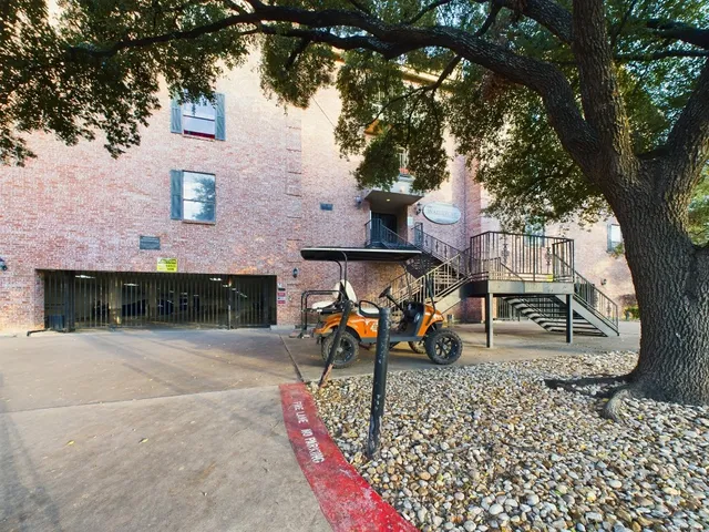 an outdoor space with seating