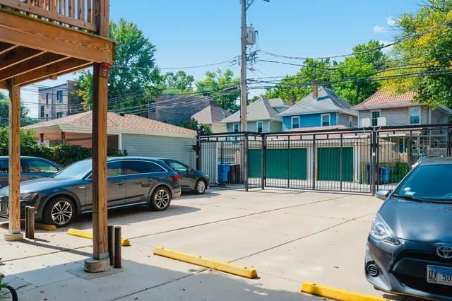 a car parked in front of a house