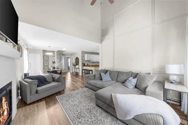 a living room with furniture and a couch