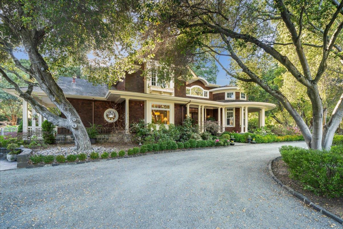 3510 Alpine Road Portola Valley, CA 94028 - Photo 5 of 77 front view of a house with a street
