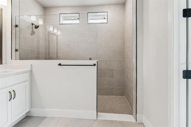 a bathroom with a shower