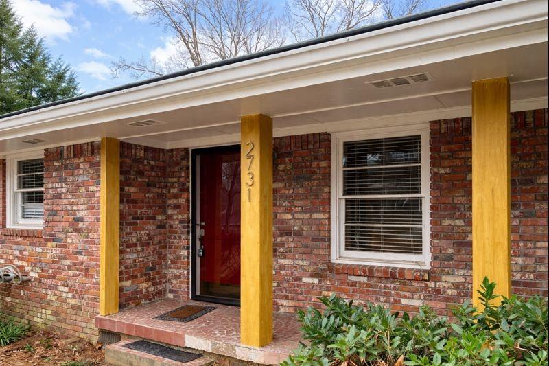 a front view of a building