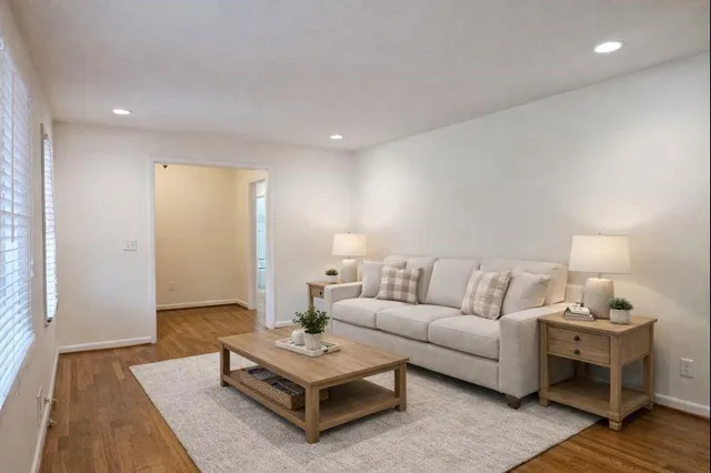 a living room with furniture