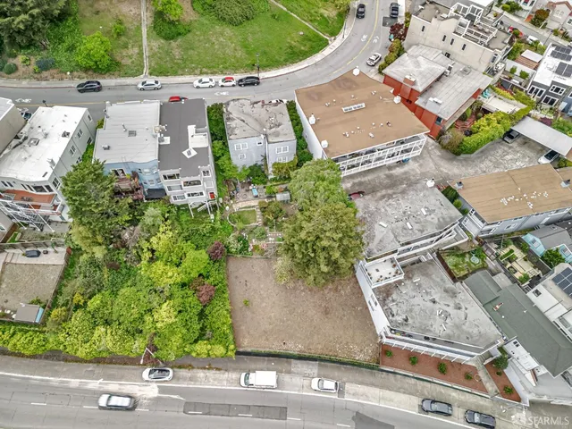 a city view with tall buildings