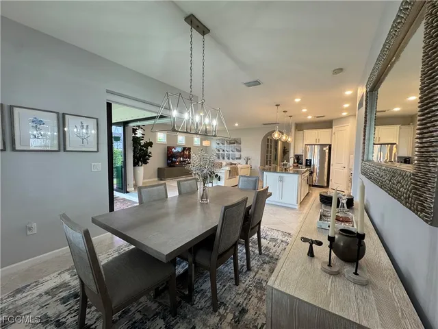 a view of a dining room and livingroom view