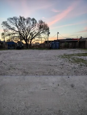 a view of dirt and trees