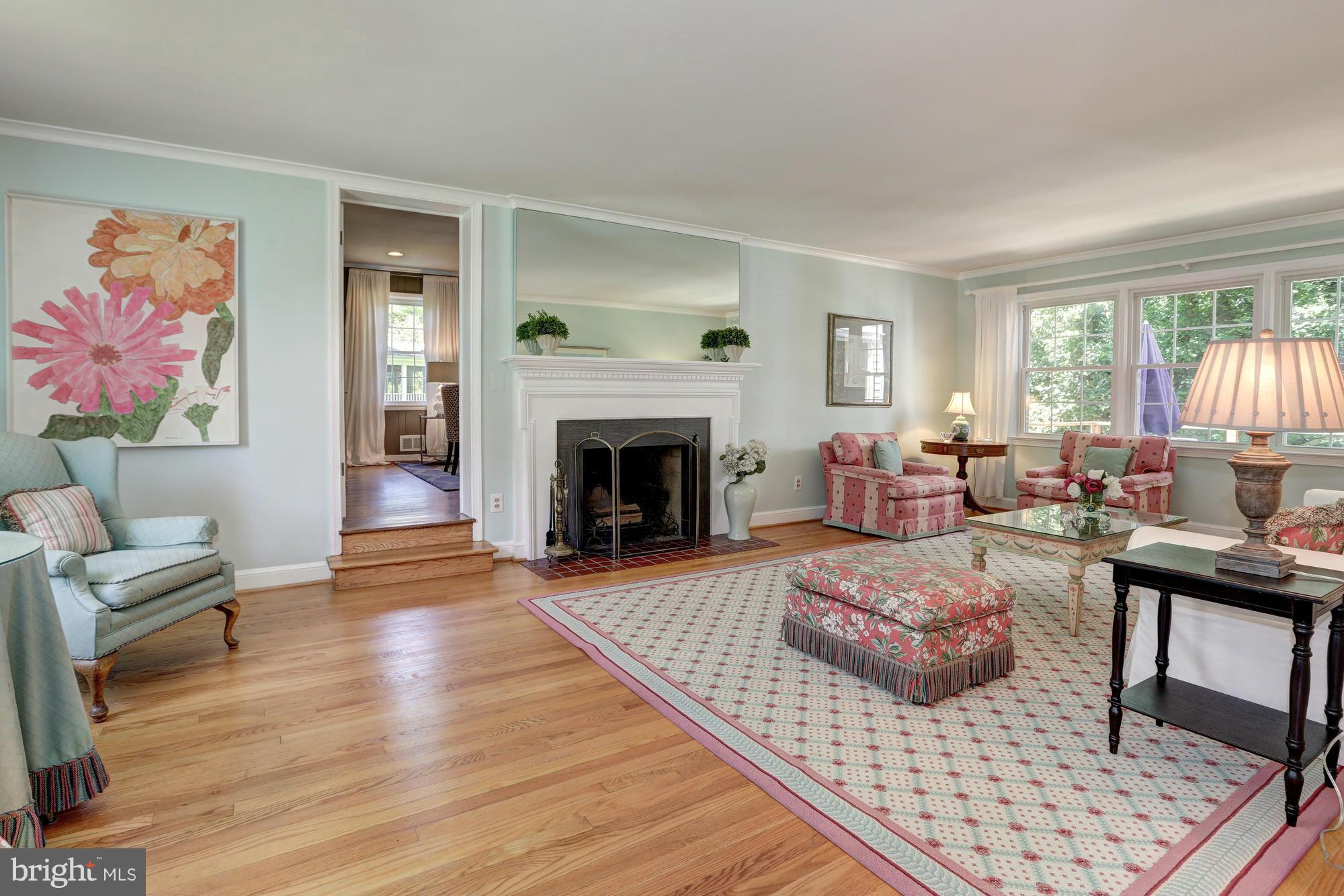 8208 Kerry Road Chevy Chase, MD 20815 - Photo 3 of 30 Living Room w/ Wood-Burning Fireplace