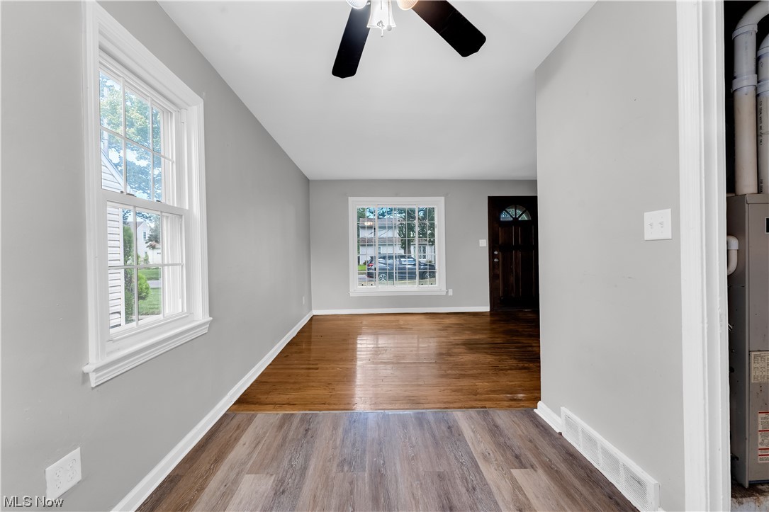 18805 Homeway Road Cleveland, OH 44135 - Photo 7 of 23 Hardwood floored foyer entrance featuring ceiling fan