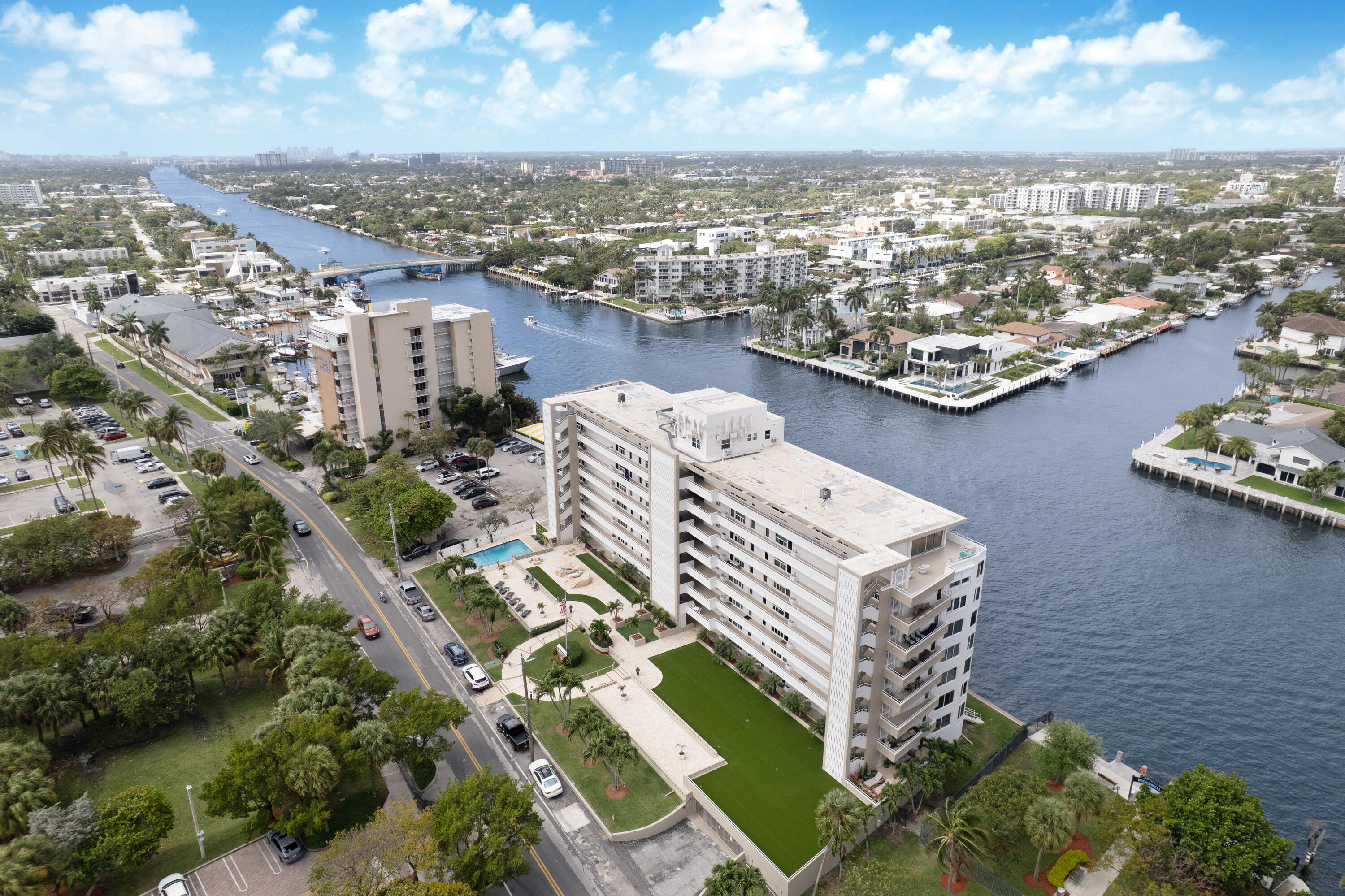 201 North Riverside Drive, Unit 402 Pompano Beach, FL 33062 - Photo 2 of 30 an aerial view of residential building with outdoor space and ocean view