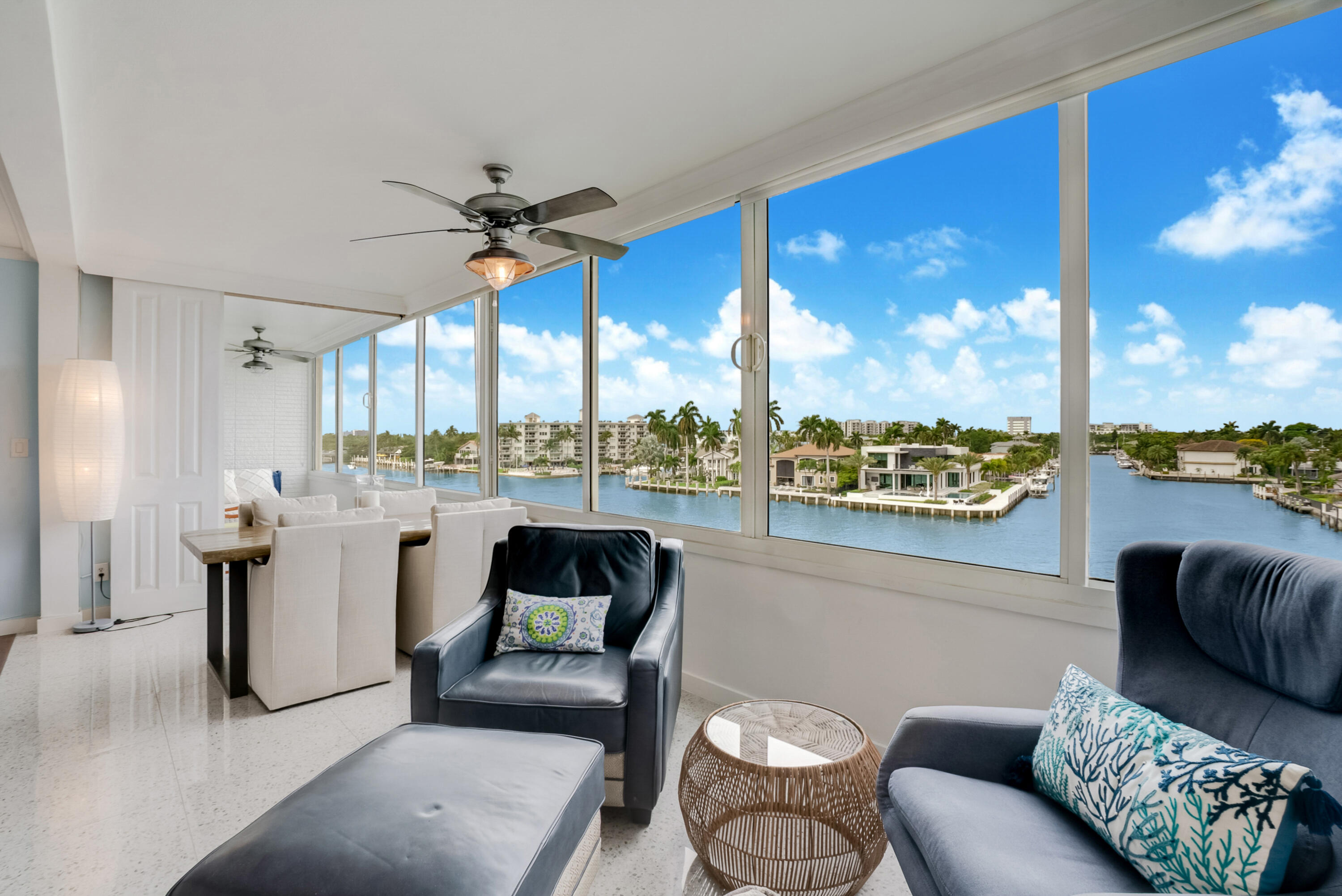 201 North Riverside Drive, Unit 402 Pompano Beach, FL 33062 - Photo 4 of 30 a living room with furniture city view and large windows