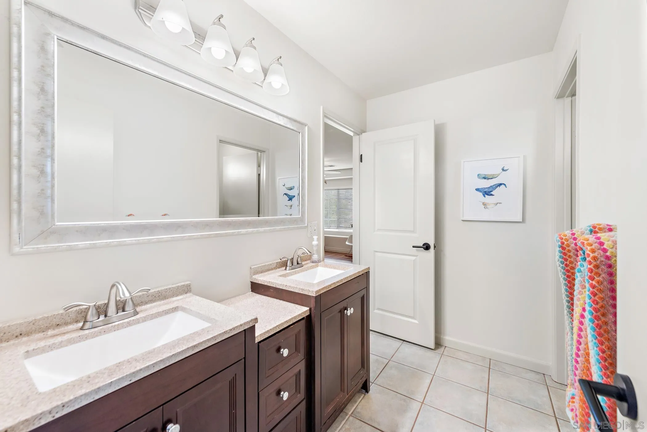 111 Wintercreek Place Santee, CA 92071 - Photo 29 of 53 a bathroom with a sink vanity granite and a mirror