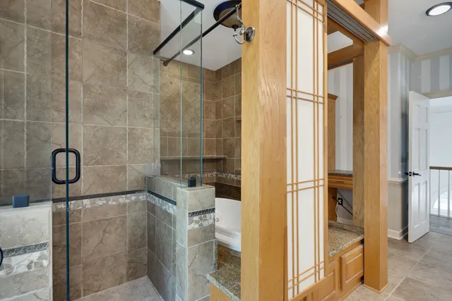 a bathroom with a shower