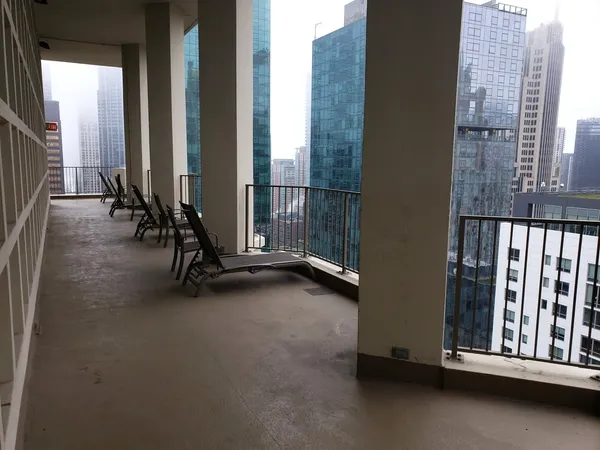 a view of a city with tall buildings