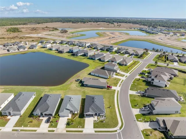 an aerial view of a swimming pool