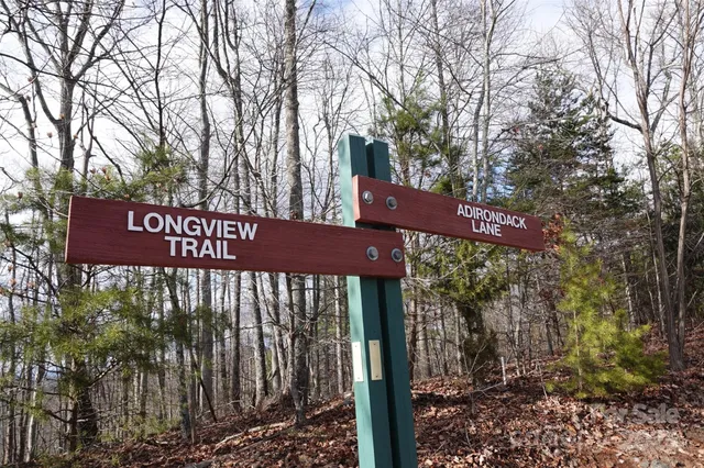a view of a street sign under a large tree
