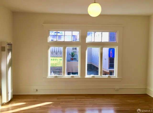 a view of a windows and a chandelier