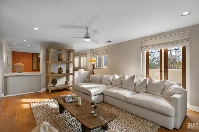 an aerial view of a house with a garden