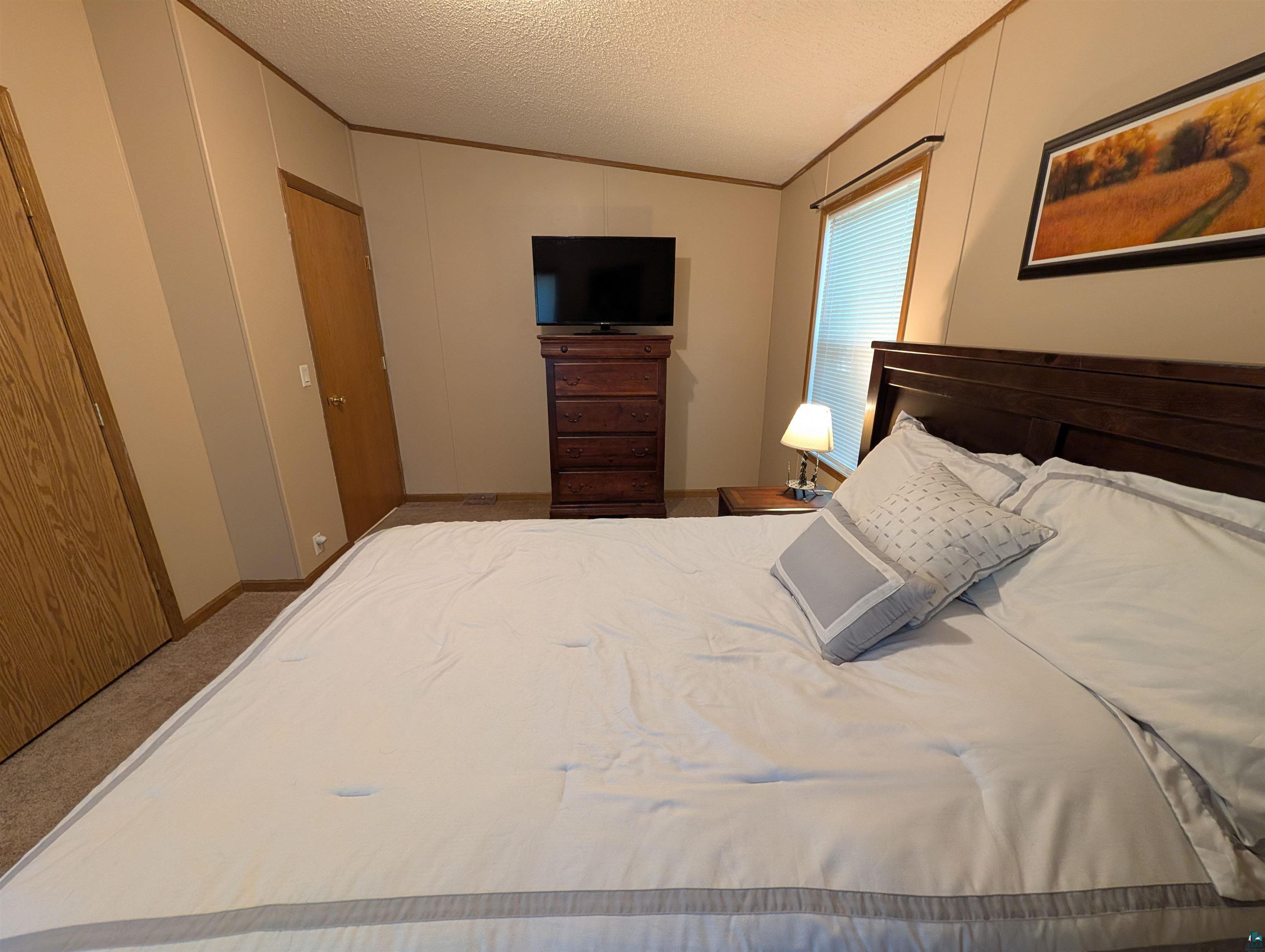 3945 Maple Street Kettle River, MN 55757 - Photo 26 of 41 Carpeted bedroom featuring light beige walls and a textured ceiling
