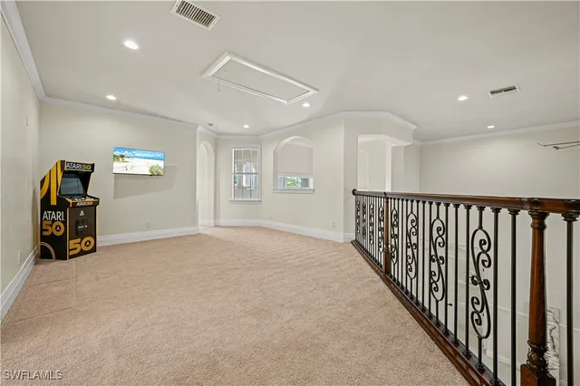 a view of a hallway with workspace