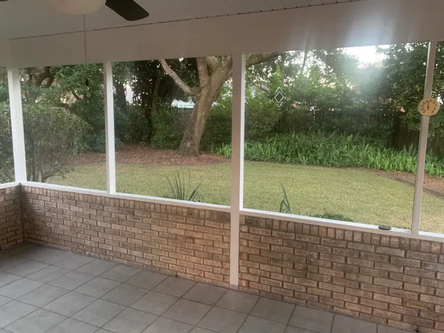 a big yard with lots of green space and plants