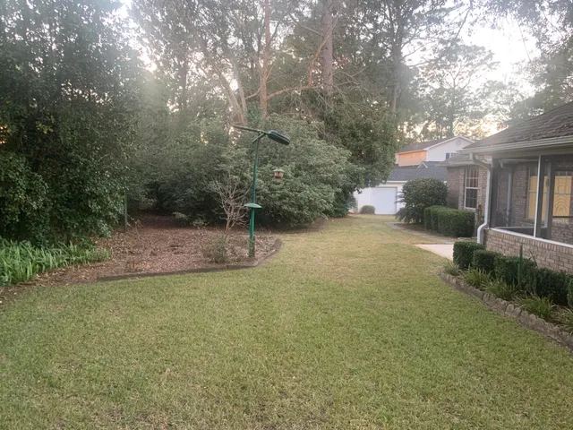 a front view of a house with yard and tree