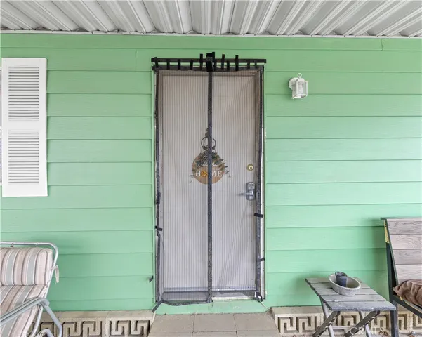 a view of a wooden door