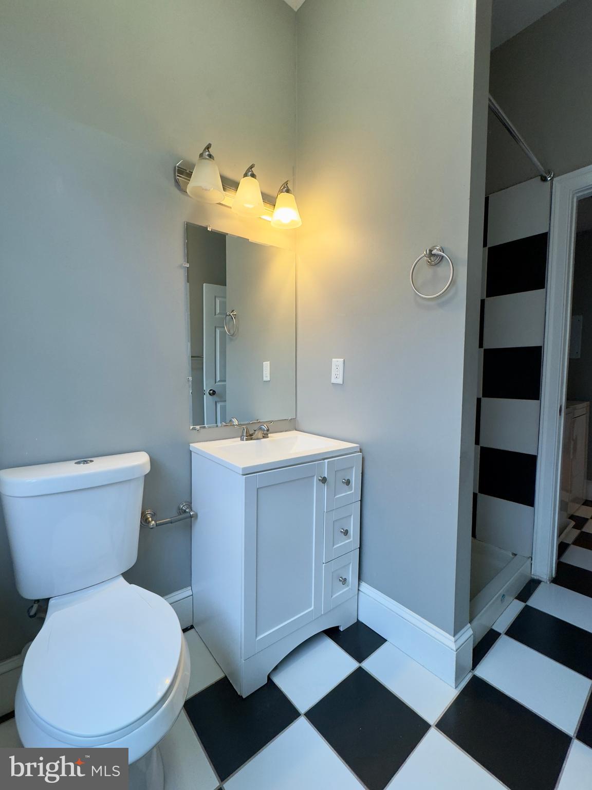 7 West Mulberry Street, Unit 8 Baltimore, MD 21201 - Photo 11 of 18 a bathroom with a toilet sink and mirror