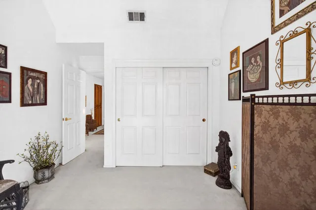 a view of a balcony with an outdoor space
