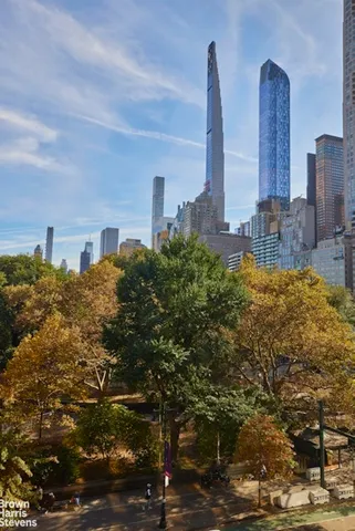 a view of a city with tall buildings