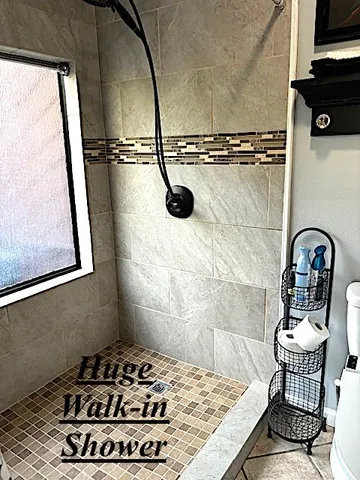 a view of a yard and mountain view