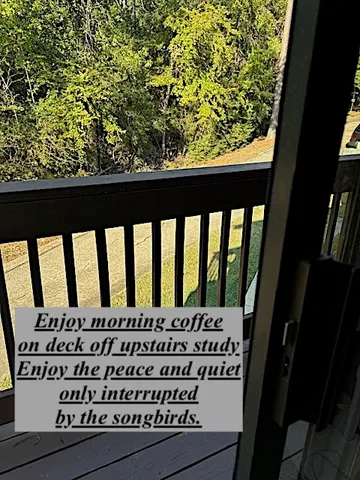 a view of a patio with table and chairs potted plants