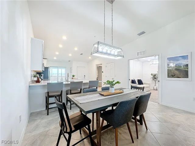 a view of a dining room and livingroom view