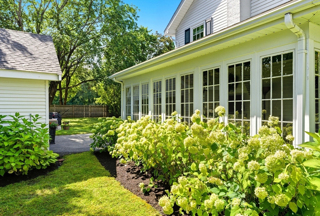 53 Prairie Street Concord, MA 01742 - Photo 20 of 26 a view of a house with a large window and flower plants