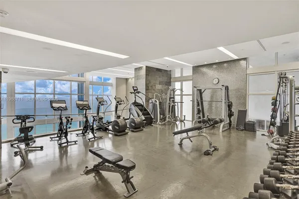 a view of a room with gym equipment