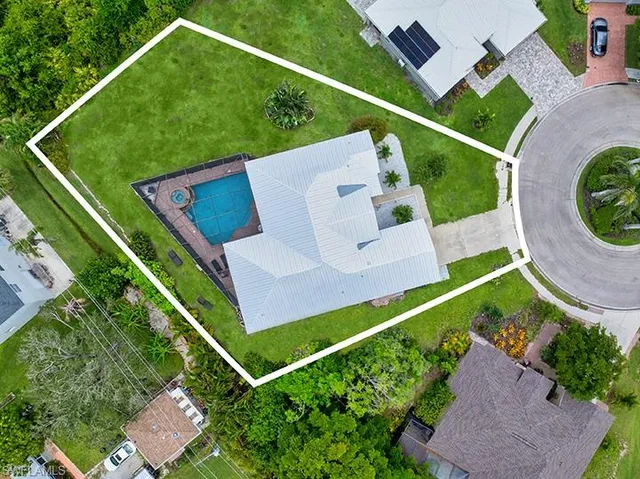 an aerial view of a house