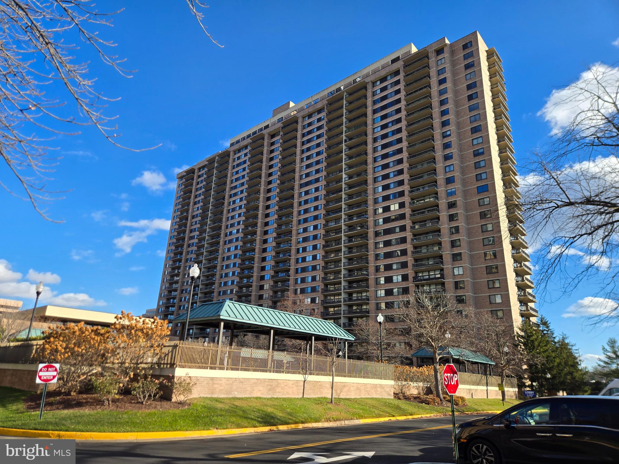 a front view of a building