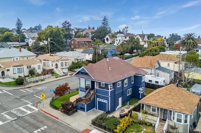 an aerial view of a city